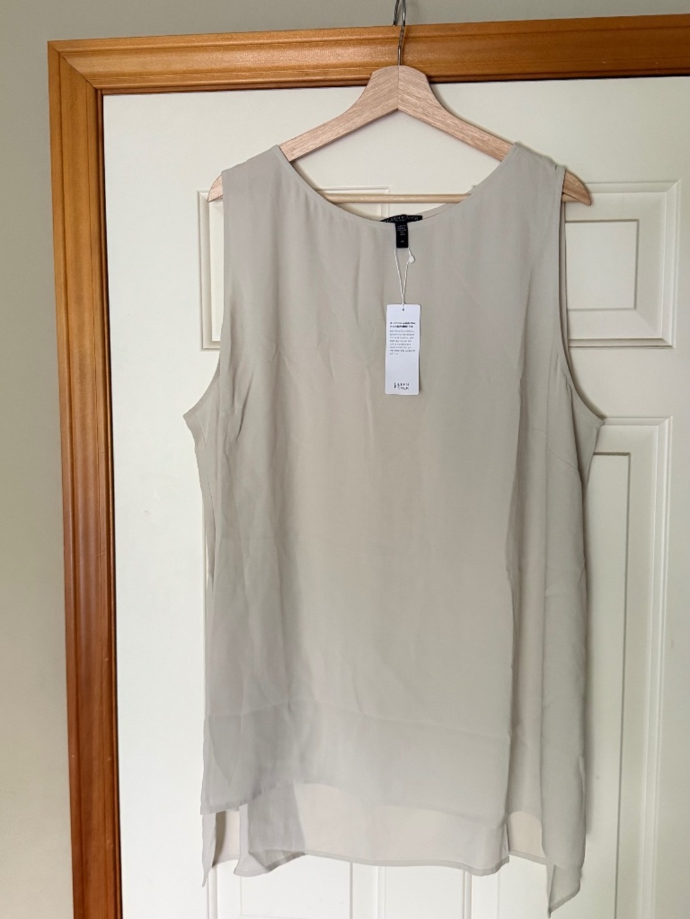 Eileen Fisher 100% Silk Relaxed Scoop Neck Tank | Bone | NWT Size 2X